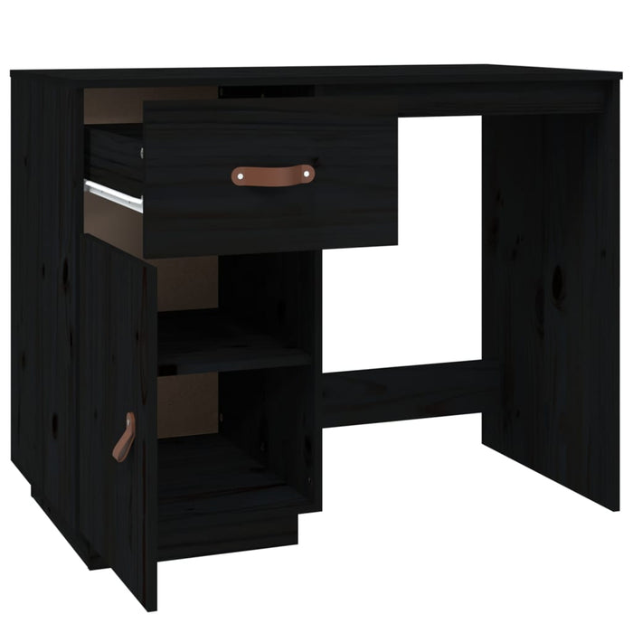 Desk Black 95x50x75 cm Solid Wood Pine.