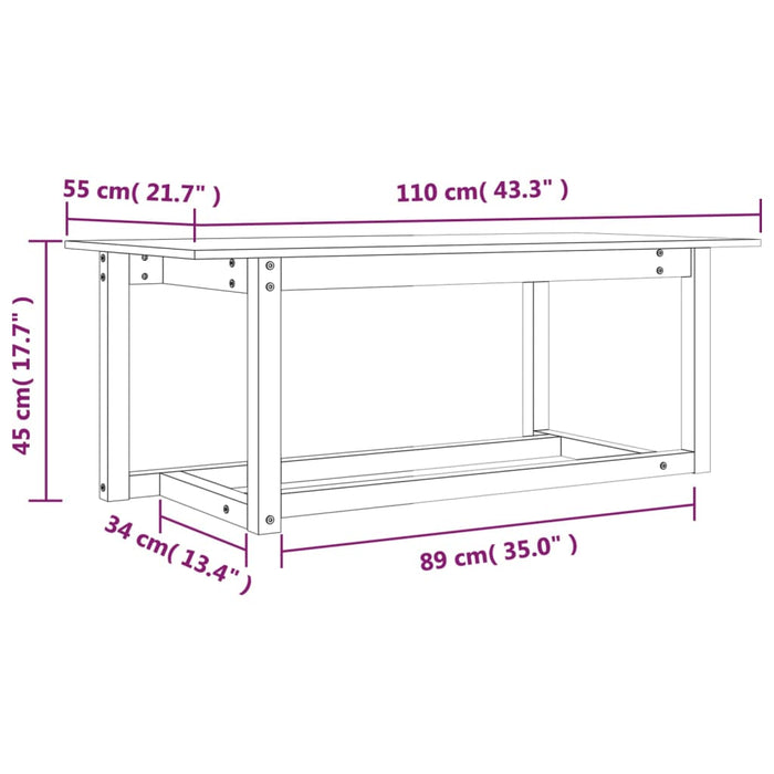 Coffee Table White 110x55x45 cm Solid Wood Pine.