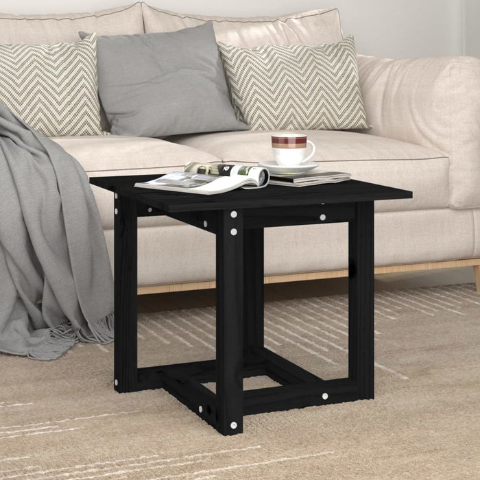 Coffee Table Black 50x50x45 cm Solid Wood Pine.