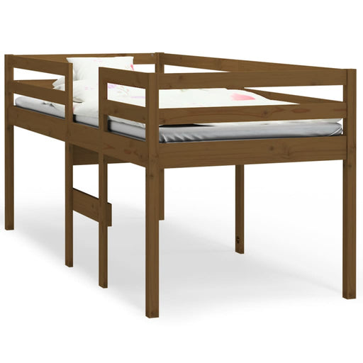 High Sleeper Bed Honey Brown 75x190 cm 2FT6 Small Single Solid Wood Pine.