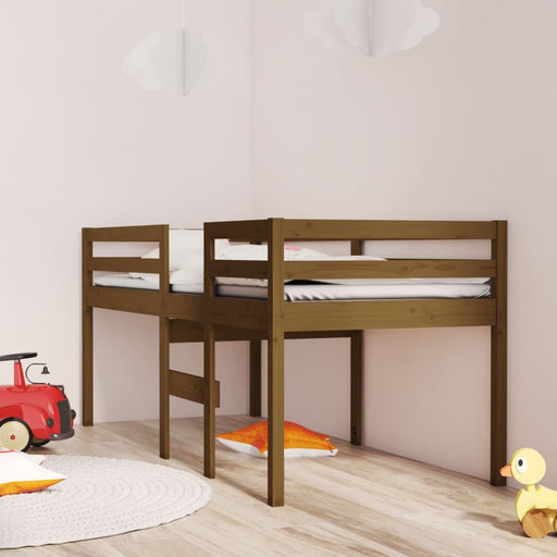 High Sleeper Bed Honey Brown 75x190 cm 2FT6 Small Single Solid Wood Pine.