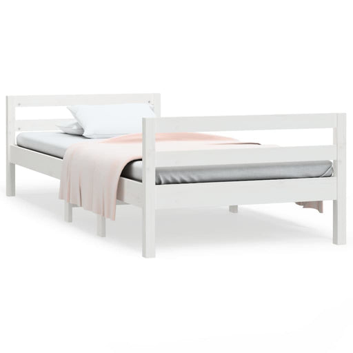 Bed Frame White 90x200 cm Solid Wood Pine.