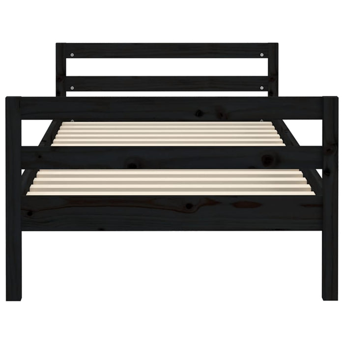Bed Frame Black 90x200 cm Solid Wood Pine.