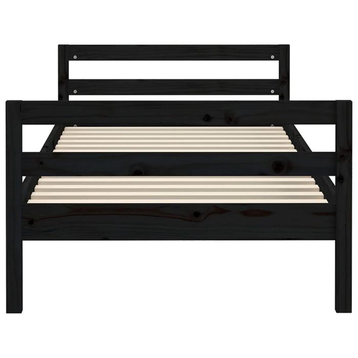 Bed Frame Black 90x190 cm 3FT Single Solid Wood Pine.