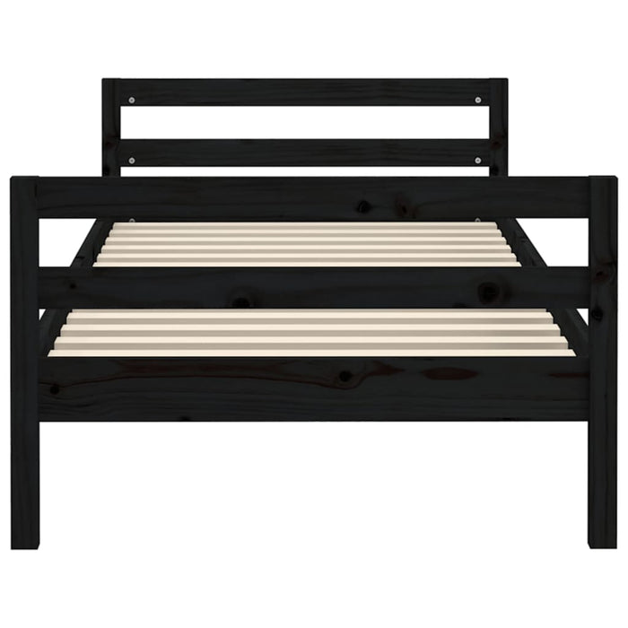 Bed Frame Black 75x190 cm 2FT6 Small Single Solid Wood Pine.