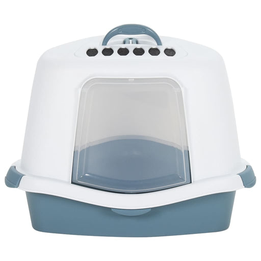 Cat Litter Tray with Cover White and Blue 56x40x40cm PP.