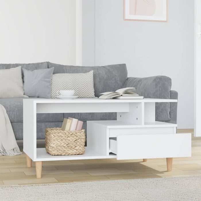 Coffee Table White 90x49x45 cm Engineered Wood.