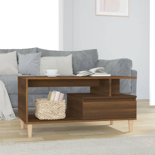 Coffee Table Brown Oak 90x49x45 cm Engineered Wood.