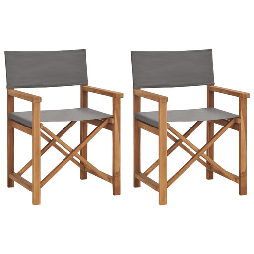 Director's Chairs 2 pcs Solid Teak Wood Grey.