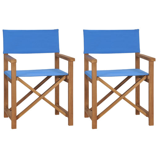Director's Chairs 2 pcs Solid Teak Wood Blue.