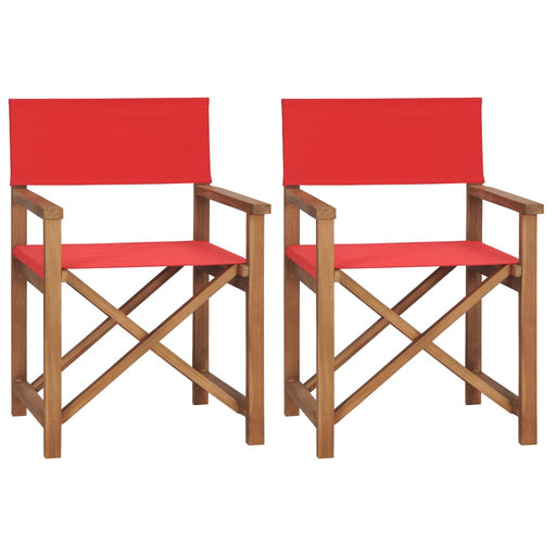 Director's Chairs 2 pcs Solid Teak Wood Red.