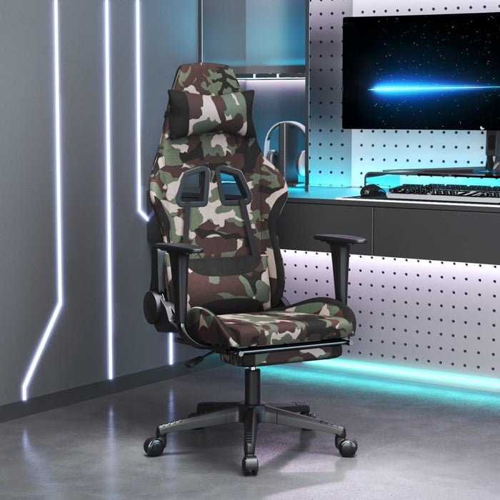 Gaming Chair with Footrest Camouflage and Black