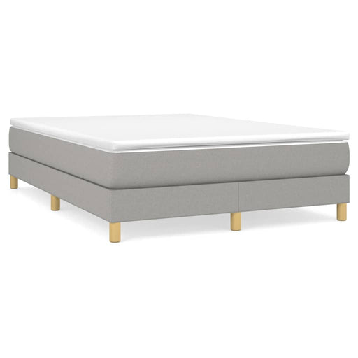 Box Spring Bed Frame Light Grey 135x190 cm 4FT6 Double Fabric.
