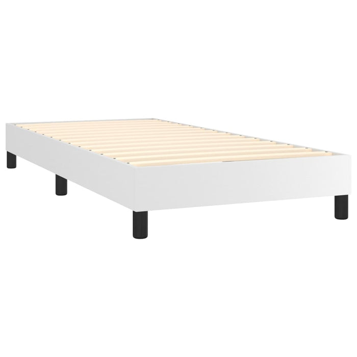 Box Spring Bed Frame White 90x190 cm 3FT Single Faux Leather.