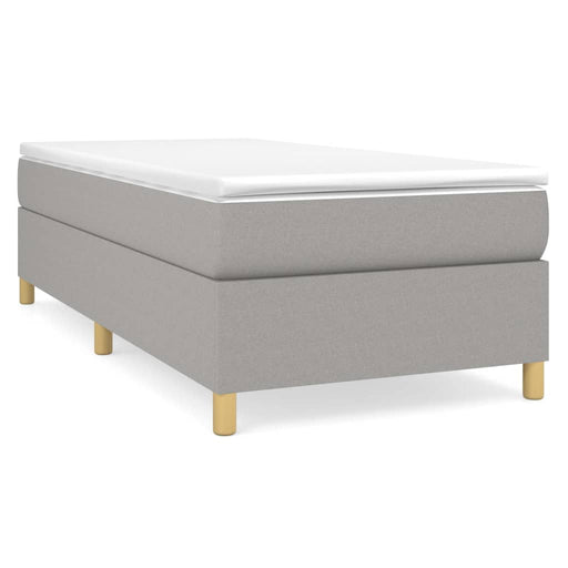 Box Spring Bed Frame Light Grey 90x190 cm 3FT Single Fabric.