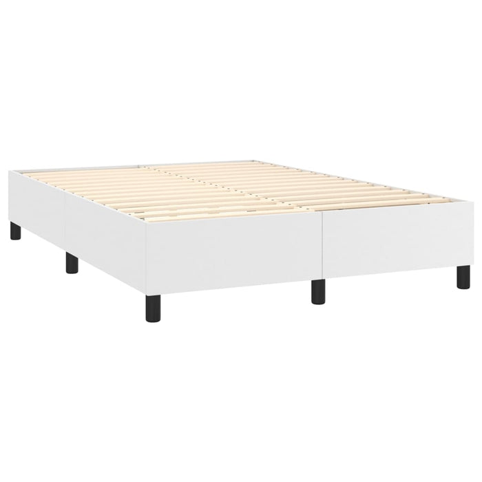 Box Spring Bed Frame White 135x190 cm 4FT6 Double Faux Leather.