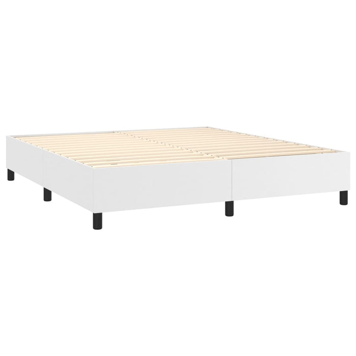 Box Spring Bed Frame White 180x200cm 6FT Super King Faux Leather.
