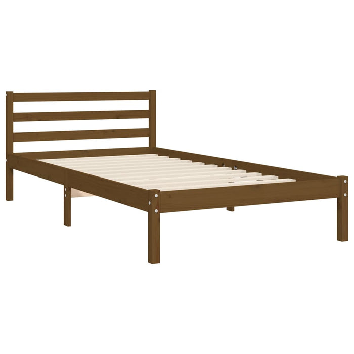 Bed Frame with Headboard Honey Brown Solid Wood 100 cm