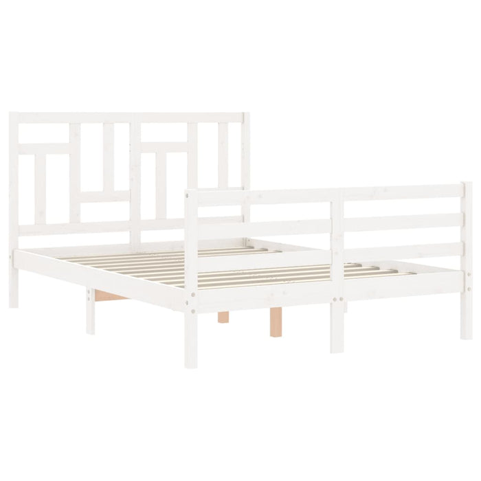 Bed Frame with Headboard White Solid Wood 120 cm
