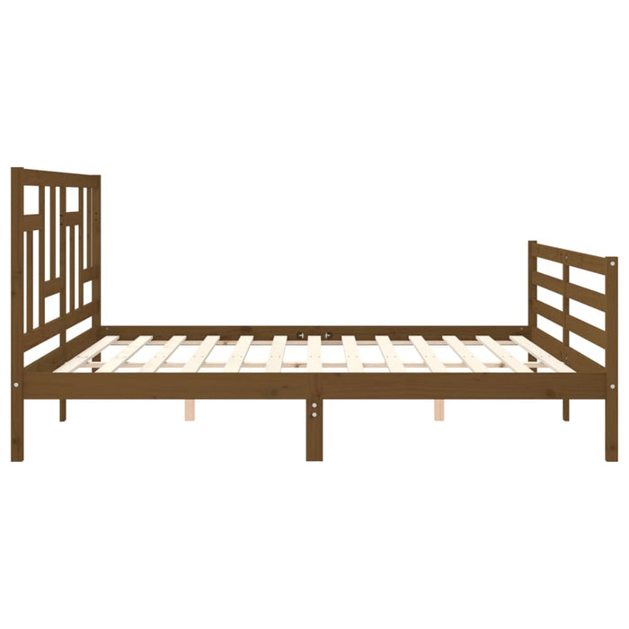 Bed Frame with Headboard Honey Brown Solid Wood 200 cm