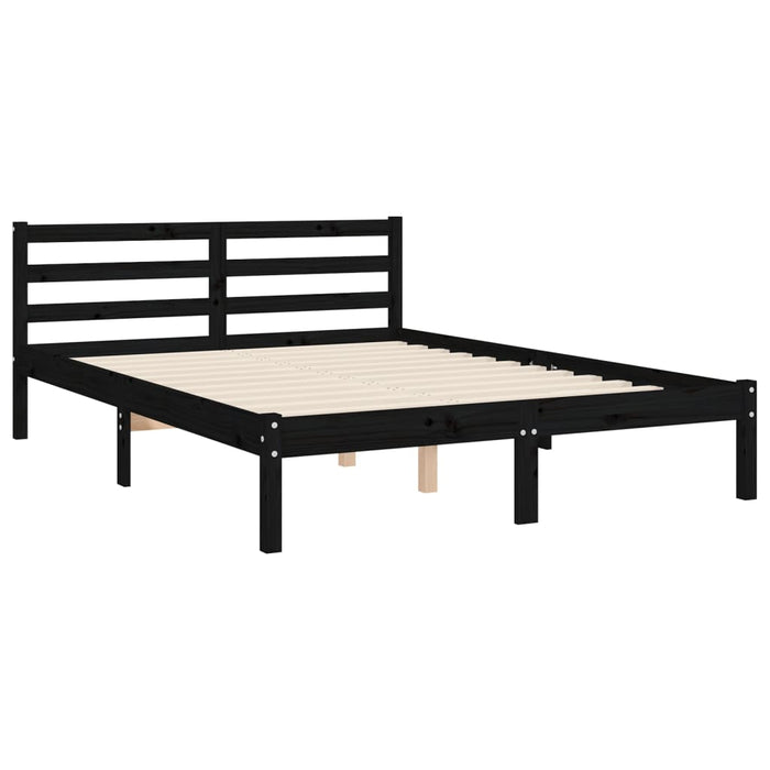 Bed Frame with Headboard Black 120x200 cm Solid Wood