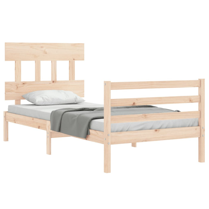 Bed Frame with Headboard Solid Wood 100 cm