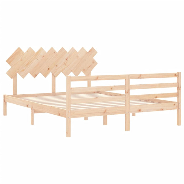 Bed Frame with Headboard Solid Wood 160 cm