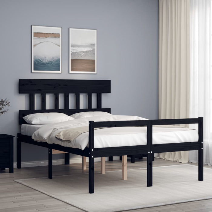 Bed Frame with Headboard Black 4FT6