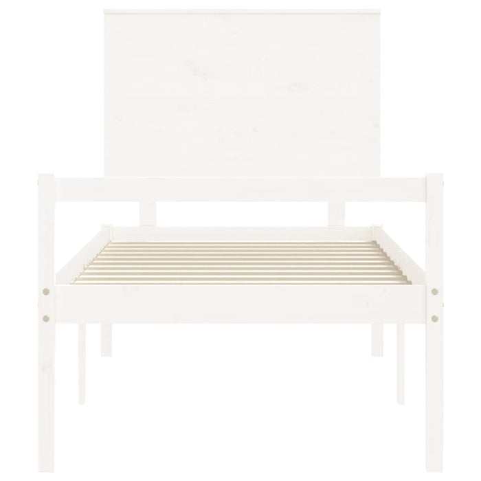 Bed Frame with Headboard White Solid Wood 90 cm