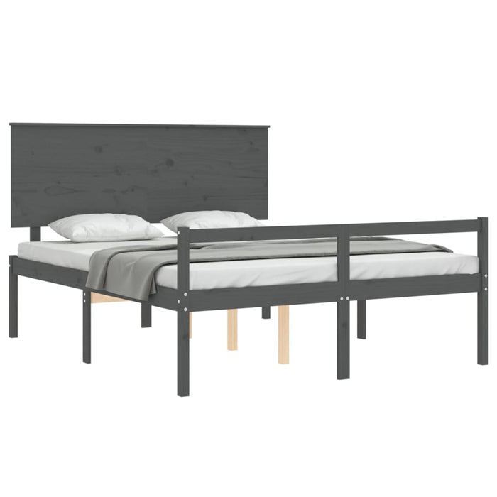 Bed Frame with Headboard Grey 5FT