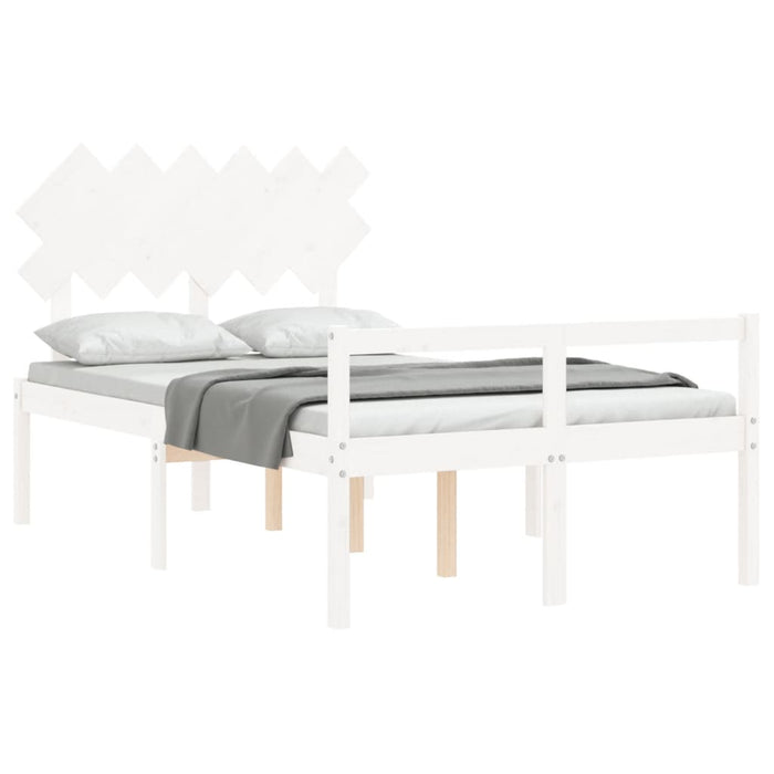 Bed Frame with Headboard White 4FT6