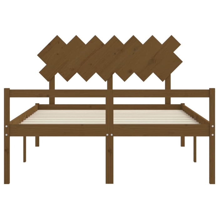 Bed Frame with Headboard Honey Brown Solid Wood 140 cm