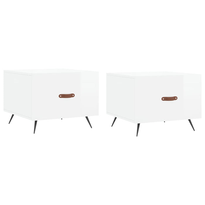 Coffee Tables 2pcs High Gloss White 50x50x40 cm Engineered Wood