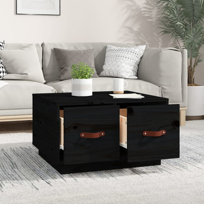 Coffee Table Black 60x53x35 cm Solid Wood Pine.