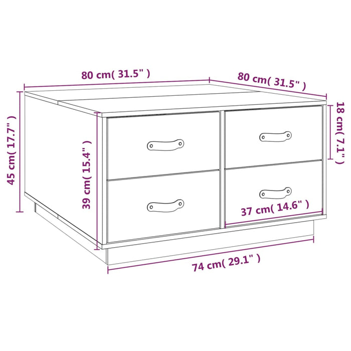 Coffee Table 80x80x45 cm Solid Wood Pine.