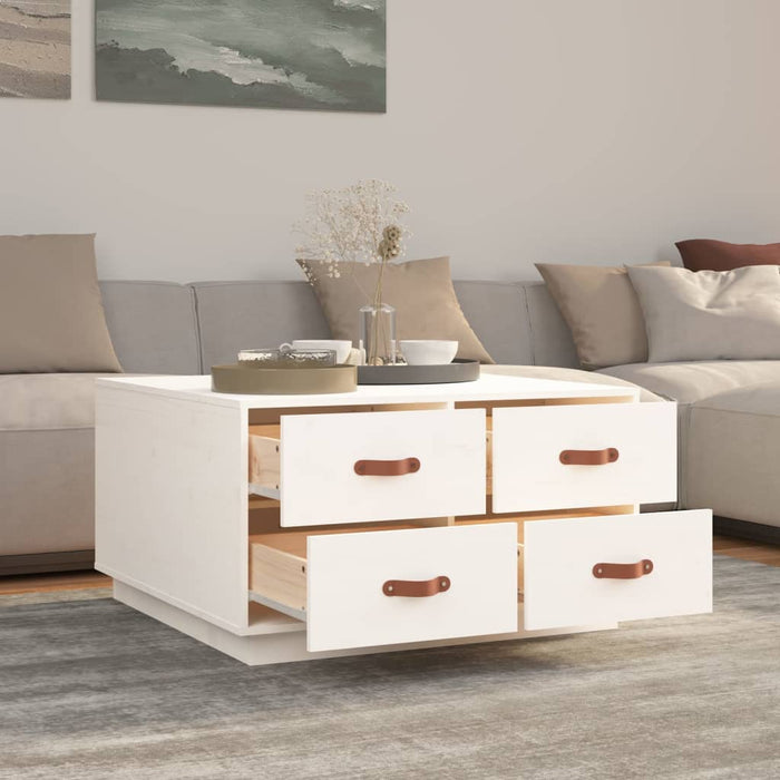 Coffee Table White 80x80x45 cm Solid Wood Pine.