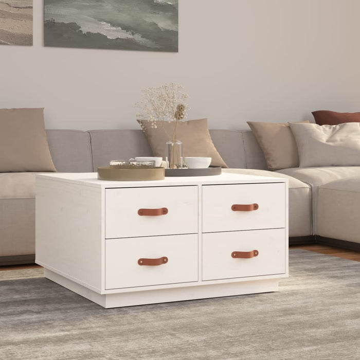 Coffee Table White 80x80x45 cm Solid Wood Pine.