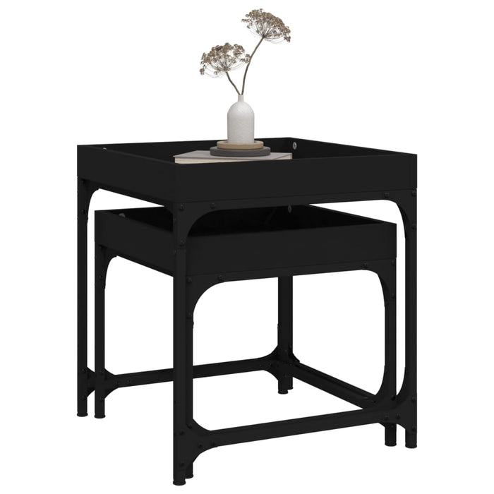 Side Tables 2 pcs Black Engineered Wood.