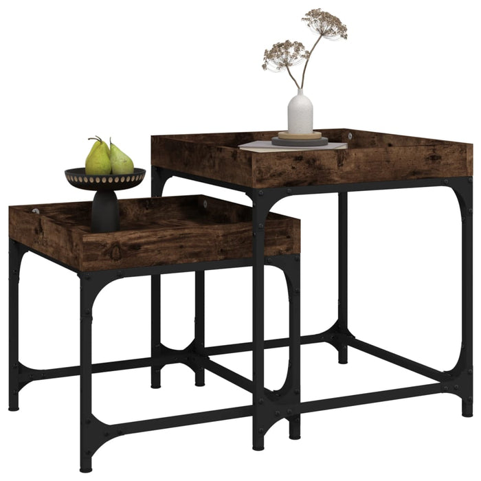 Side Tables 2 pcs Smoked Oak Engineered Wood.