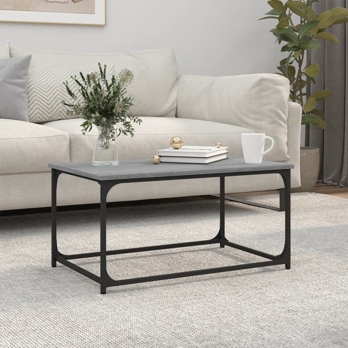 Coffee Table Grey Sonoma 80x50x40 cm Engineered Wood and Iron.