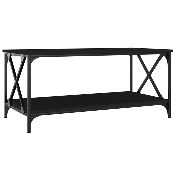 Coffee Table Black 100x50x45 cm Engineered Wood and Iron.