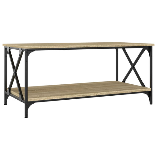 Coffee Table Sonoma Oak 100x50x45 cm Engineered Wood and Iron.