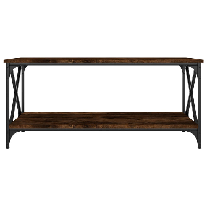 Coffee Table Smoked Oak 100x50x45 cm Engineered Wood and Iron.