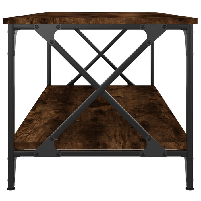 Coffee Table Smoked Oak 100x50x45 cm Engineered Wood and Iron.