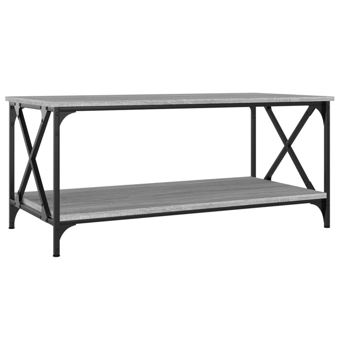 Coffee Table Grey Sonoma 100x50x45 cm Engineered Wood and Iron.