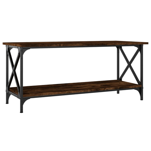 Coffee Table Smoked Oak 100x45x45 cm Engineered Wood and Iron.