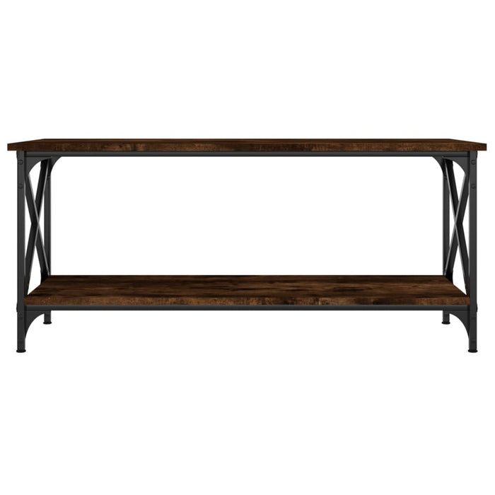 Coffee Table Smoked Oak 100x45x45 cm Engineered Wood and Iron.