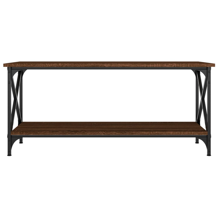 Coffee Table Brown Oak 100x45x45 cm Engineered Wood and Iron.