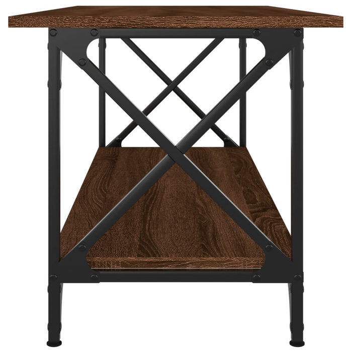 Coffee Table Brown Oak 100x45x45 cm Engineered Wood and Iron.