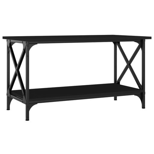 Coffee Table Black 80x45x45 cm Engineered Wood and Iron.